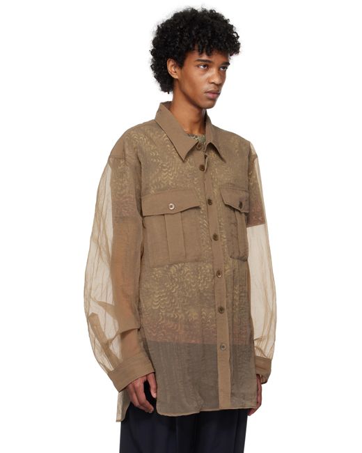 メンズ Dries Van Noten ブラウン クリンクル シャツ Multicolor