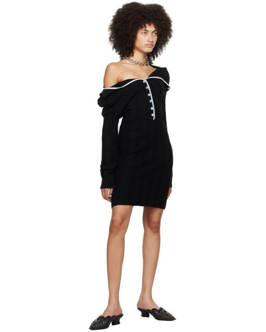 Y. Project Black Ruffle Necklace Minidress