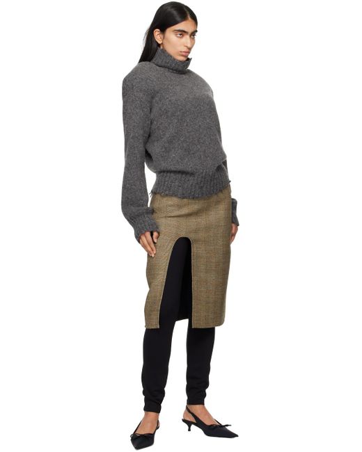 Stella McCartney Black Side-Slit Tweed Midi Skirt