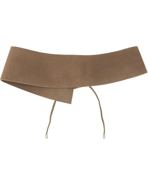 St. Agni Natural Taupe Suede Asymmetric Belt