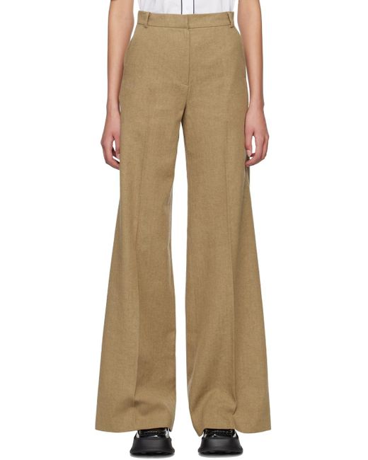 Pushbutton Natural Wide-legs Trousers