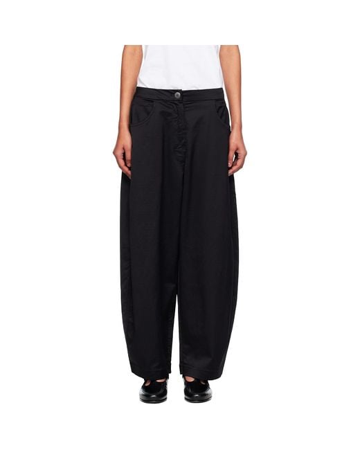 Cordera Black Satin Curved Trousers