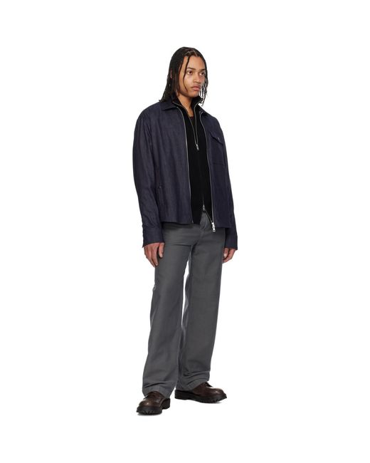 Moncler Black Long Sleeve Zip-Up Denim Jacket for men