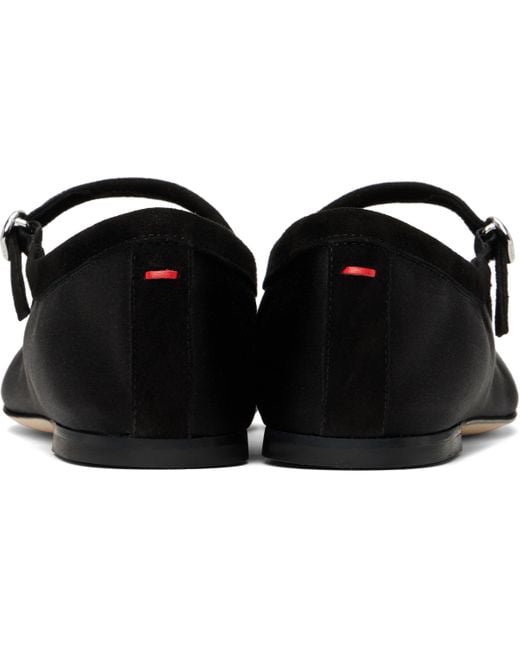 Aeyde Black Uma Satin Toe-Cap Ballerina Flats