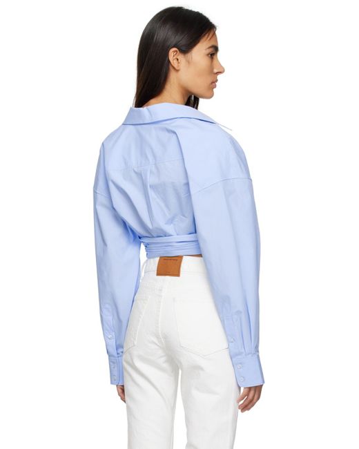 T By Alexander Wang Blue Cropped Shirt