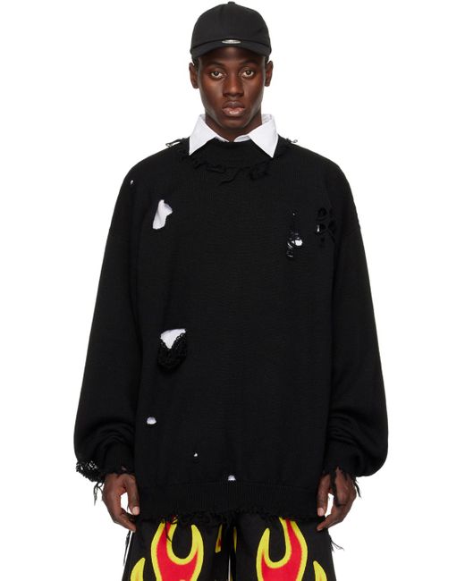 Vetements Black Distressed Sweater for men