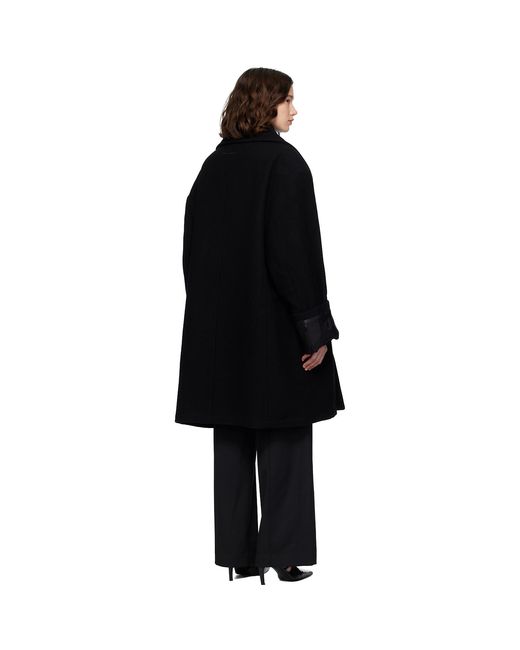 MM6 by Maison Margiela Black Wool Felt Double-Breasted Coat