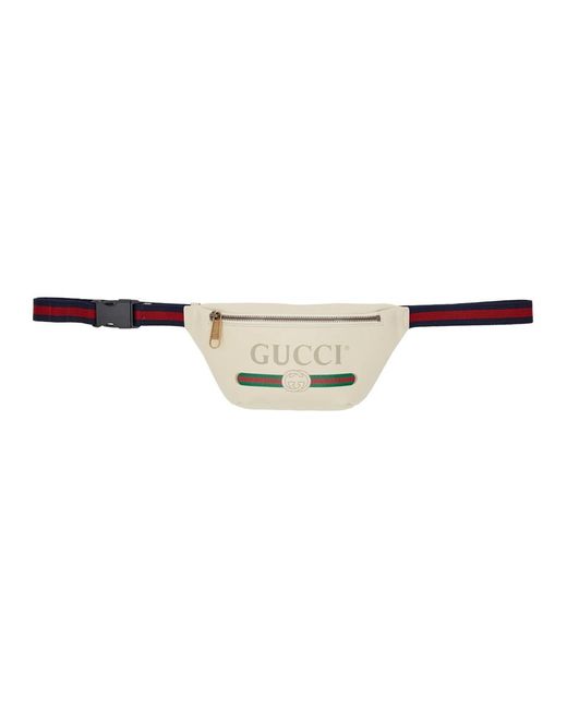 Gucci White Print Leather Belt Bag for men