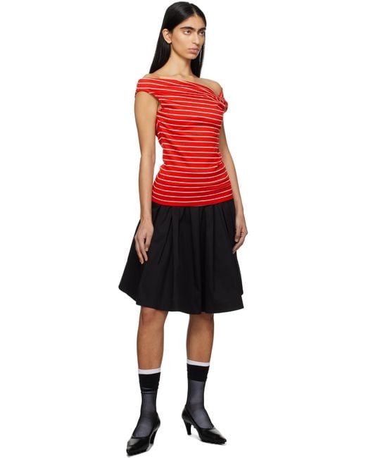 MSGM Red Striped Blouse