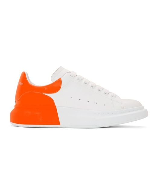 Alexander McQueen White And Orange Oversized Sneakers for men