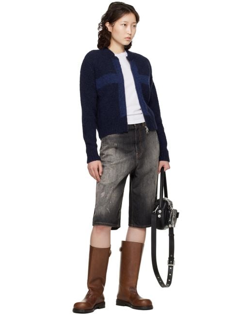 Acne Black Loose Fit Denim Shorts