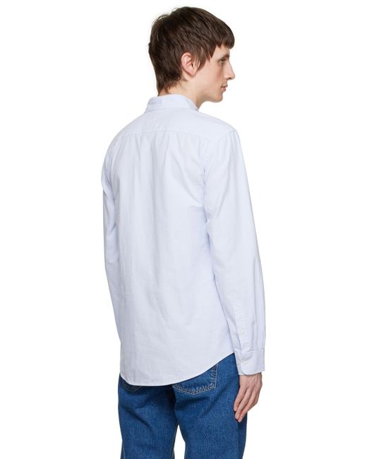Nudie Jeans White Blue John Summer Shirt for men
