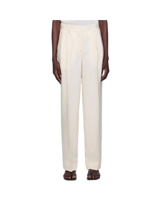 Totême Natural Double-Pleat Fluid Trousers