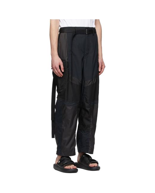 Sacai Black Cotton-blend Cargo Pants for Men - Lyst