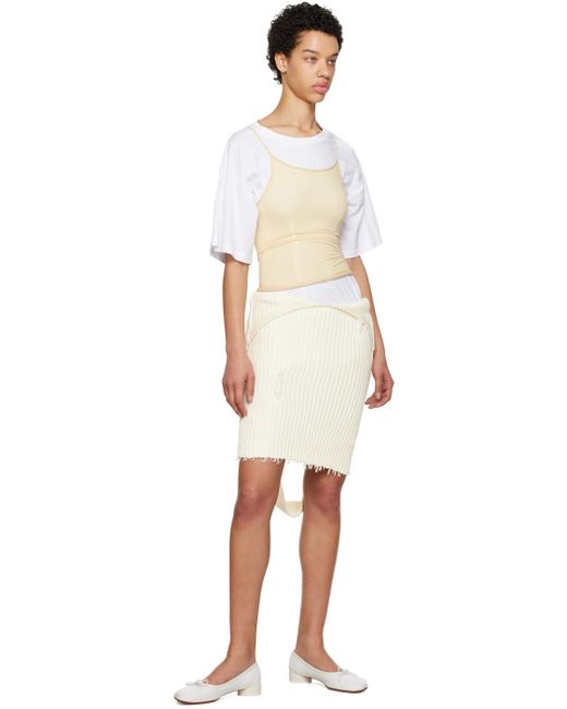 MM6 by Maison Martin Margiela Off-white Distressed Miniskirt