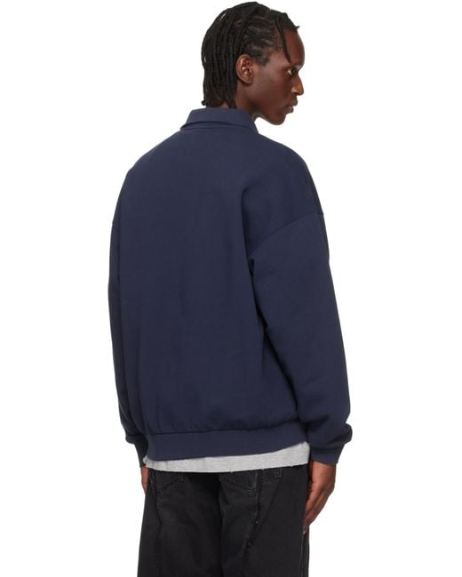 Vetements Blue Distressed Logo Polo for men