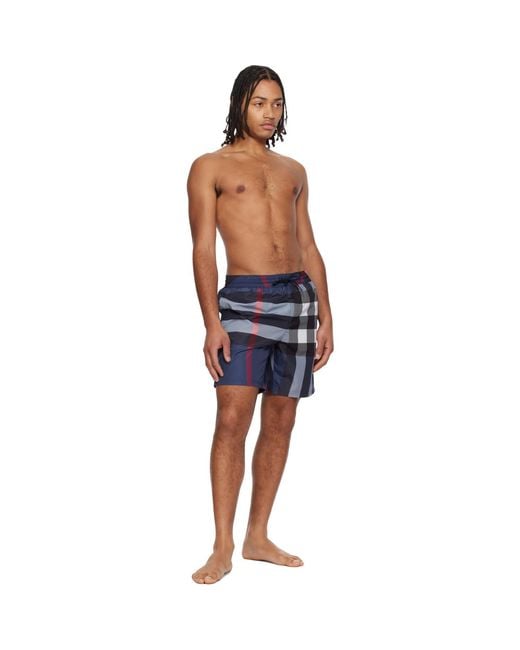 Burberry Blue Check Swim Shorts for men