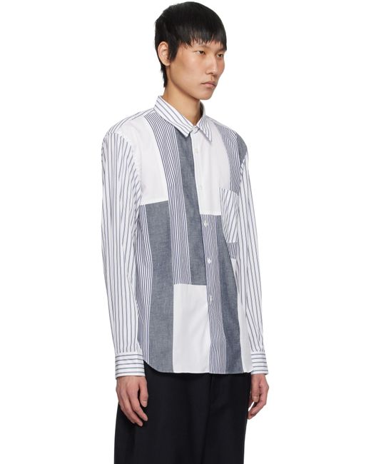 メンズ Comme des Garçons ホワイト ストライプ シャツ Black