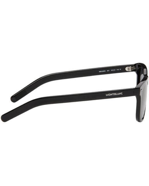 Montblanc Black Rectangular Sunglasses for men
