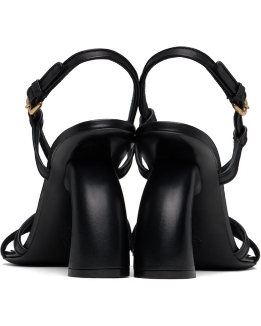 Dries Van Noten ブラック レザー ヒールサンダル Black