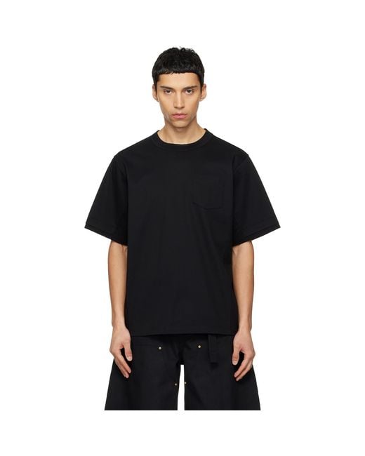 Sacai Black Cotton Jersey T-Shirt for men