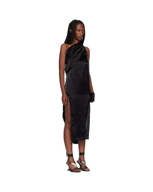 Rick Owens Black Temple Athena Arrowhead Midi Dress