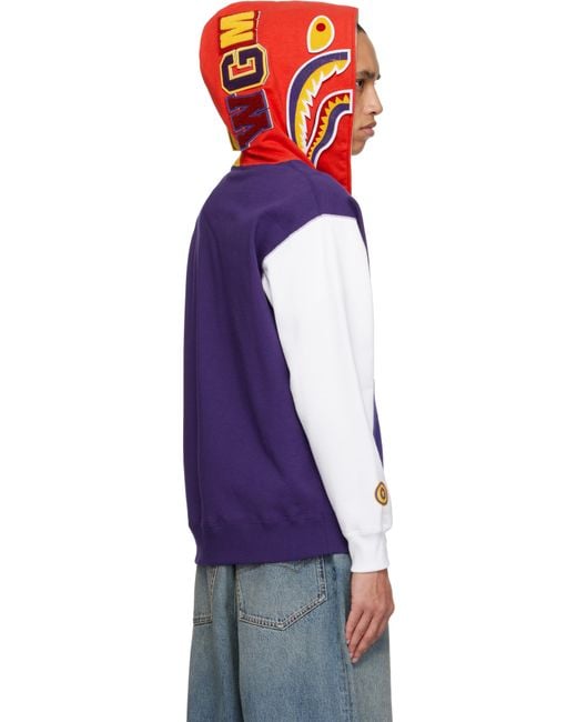 A Bathing Ape Purple Shark Full Zip Hoodie for men