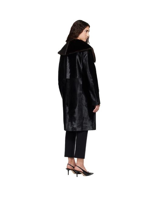 Loulou de Saison Black Lotta Pony-Effect Leather Coat