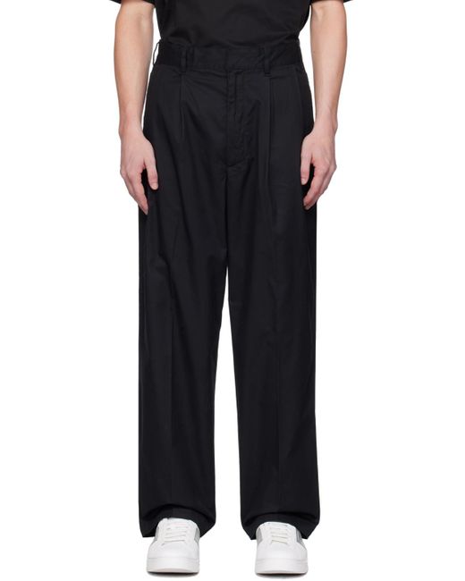 Emporio Armani Black Pleated Trousers for men