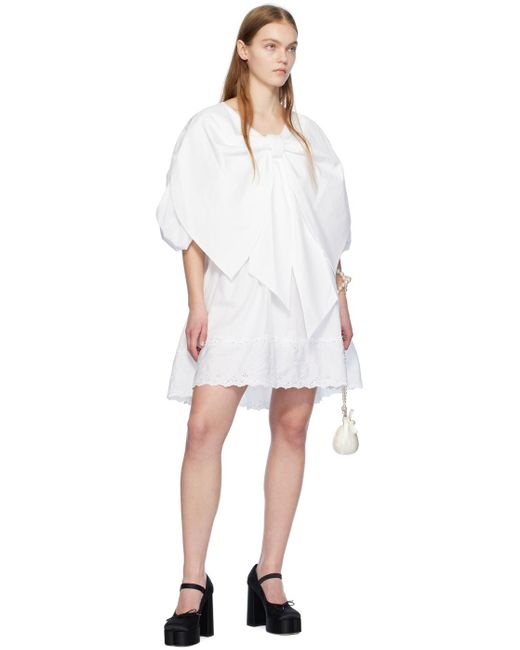 Robe courte blanche à boucle Simone Rocha en coloris White