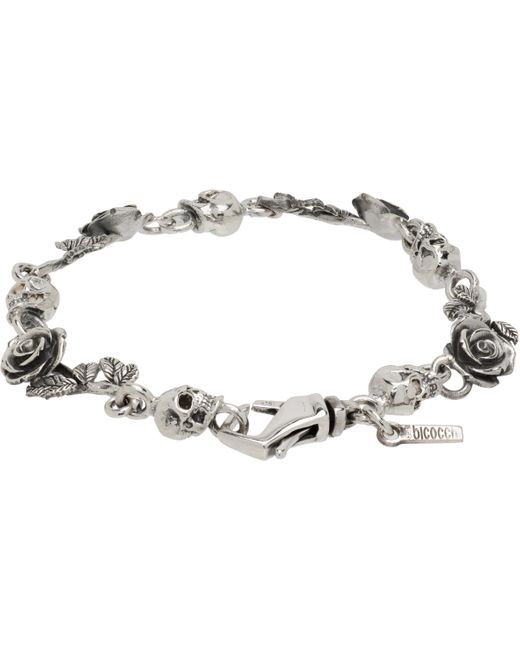 Emanuele Bicocchi Black Rose & Skull Bracelet for men