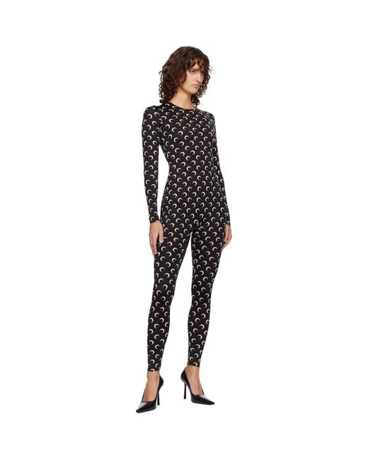 MARINE SERRE Black Recycled Jersey Moon Jumpsuit