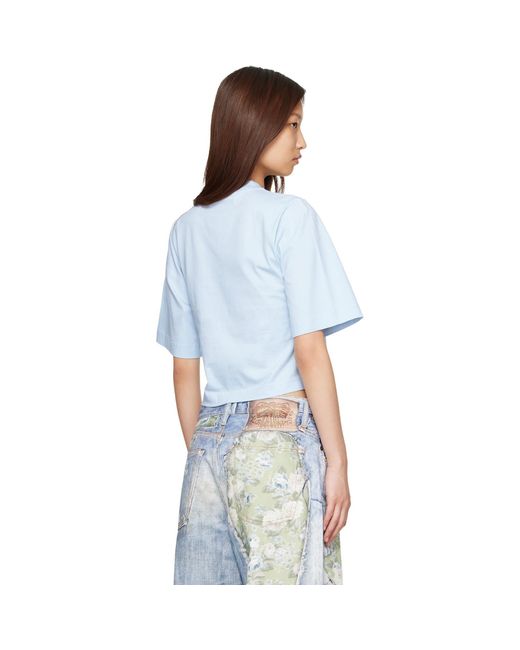 Palm Angels Blue Neck Logo Boxy T-shirt