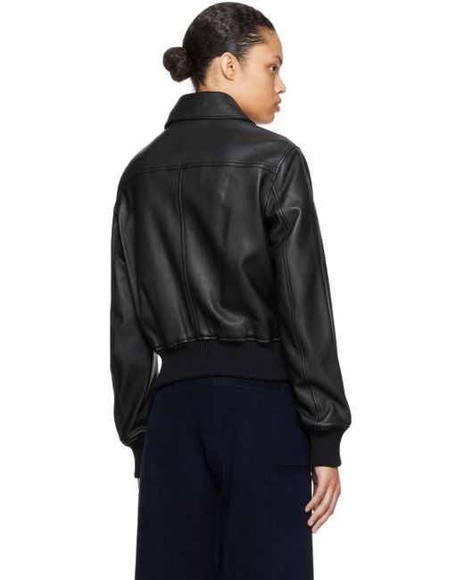 AMI Black Zipped Leather Jacket