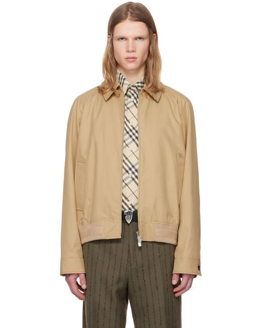 メンズ Burberry ベージュ ギャバジン チェスター ハリントンジャケット Natural