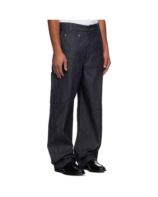Givenchy Blue Herringbone Denim Cargo Pants for men