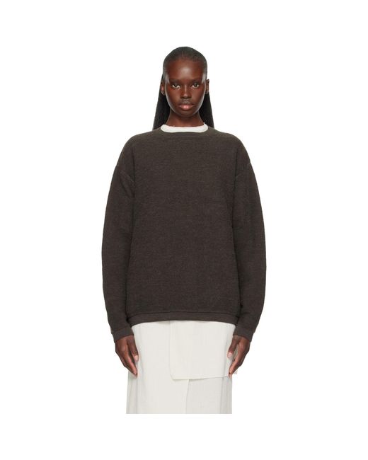 Lauren Manoogian Black Fine Terry Crewneck Sweater