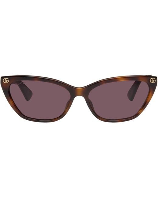 Lunettes De Soleil Œil-De-Chat Brunes En Acétate Léger À Logos Gg Gucci en coloris Black