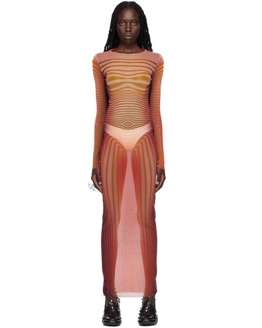 Jean Paul Gaultier Black Red 'the Body Morphing' Maxi Dress