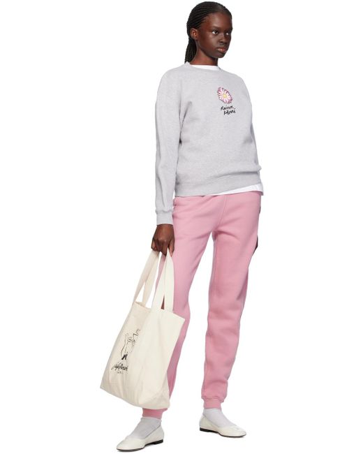 Pantalon de détente rose à logo de renard Maison Kitsuné en coloris Pink