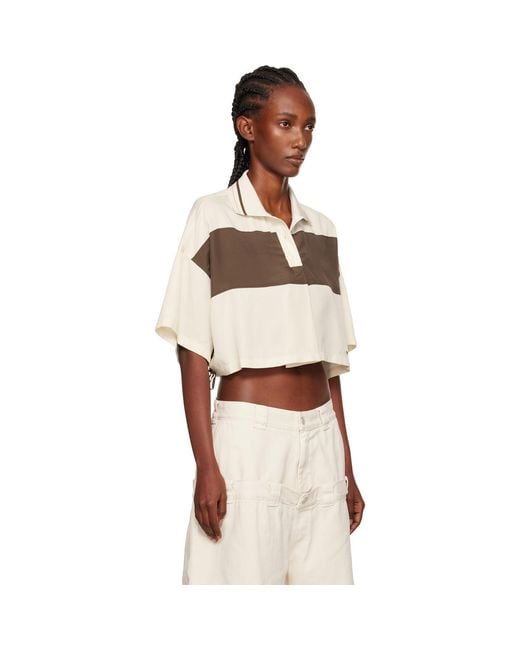 we11done Natural Off- & Cropped Side Ribbon Polo