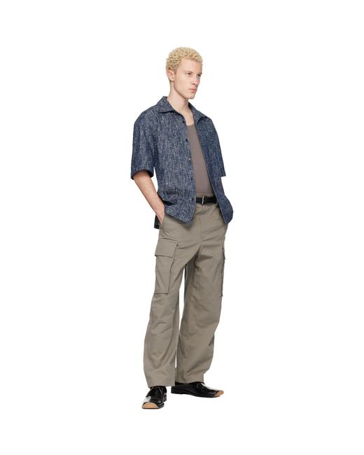 Bottega Veneta Blue Textured Fleck Cotton Drill Shirt for men