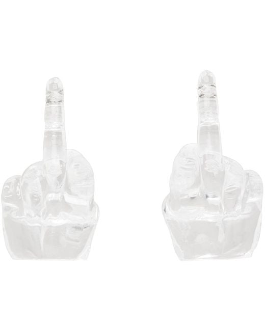 Y. Project White Midi Fuck You Earrings for men