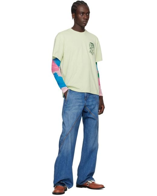 メンズ J.W. Anderson ーン ロゴ刺繍 Tシャツ Multicolor