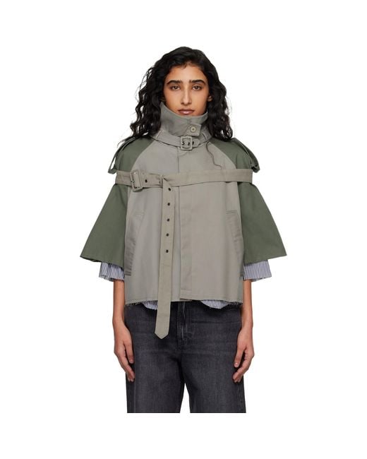 OTTOLINGER Gray Khaki Chopped Trench Jacket
