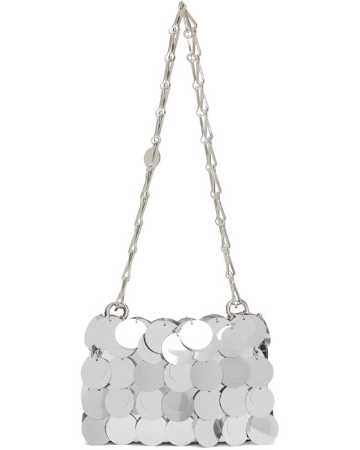 Nano sac de style cotte de mailles argenté Rabanne en coloris White