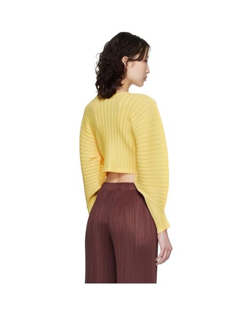 Pleats Please Issey Miyake Yellow Rib Pleats January Cardigan
