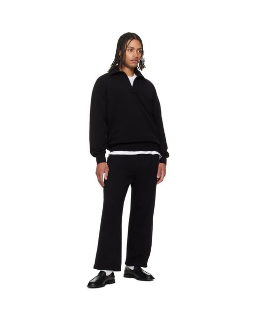 Les Tien Black French Terry Suit Trousers for men