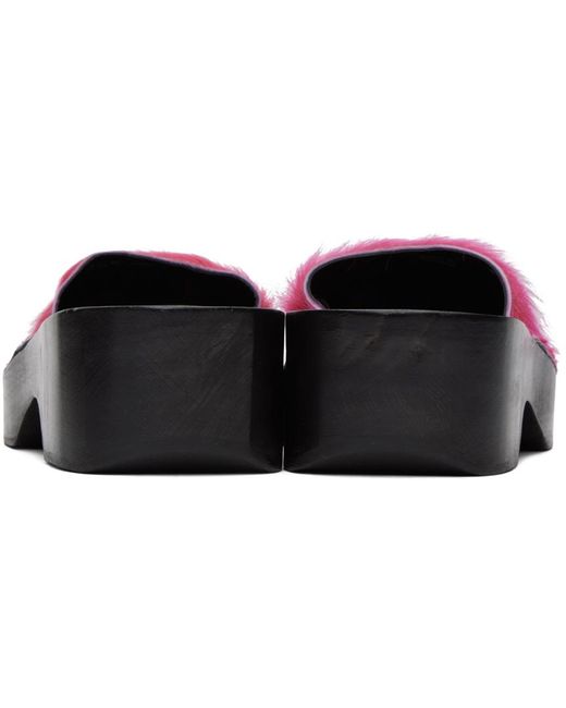 Acne Black Pink Hairy Clogs