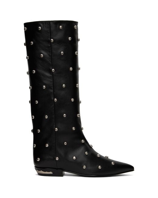 Toga Black Ssense Exclusive Embellished Boots